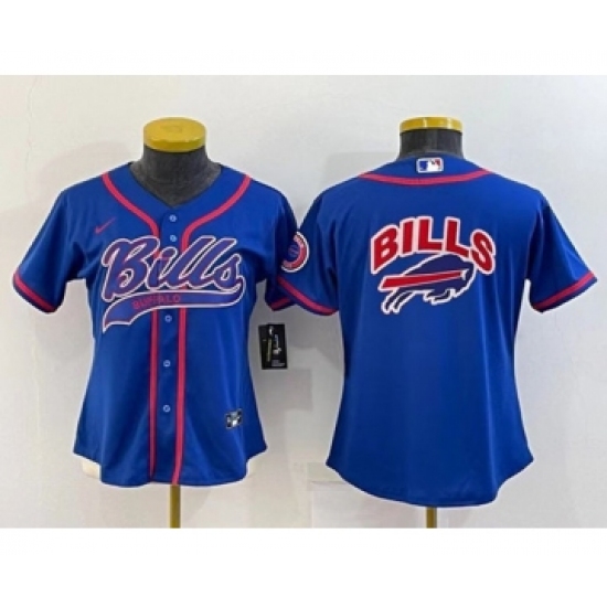 Youth Buffalo Bills Royal Team Big Logo With Patch Cool Base Stitched Baseball Jersey
