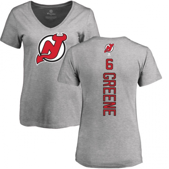 NHL Women's Adidas New Jersey Devils 6 Andy Greene Ash Backer T-Shirt