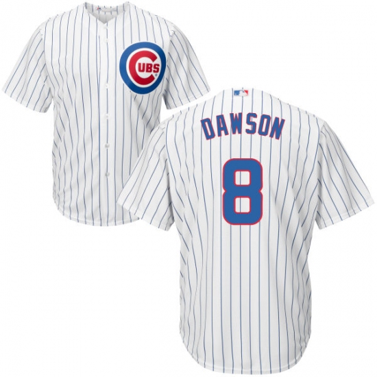 Youth Majestic Chicago Cubs 8 Andre Dawson Replica White Home Cool Base MLB Jersey