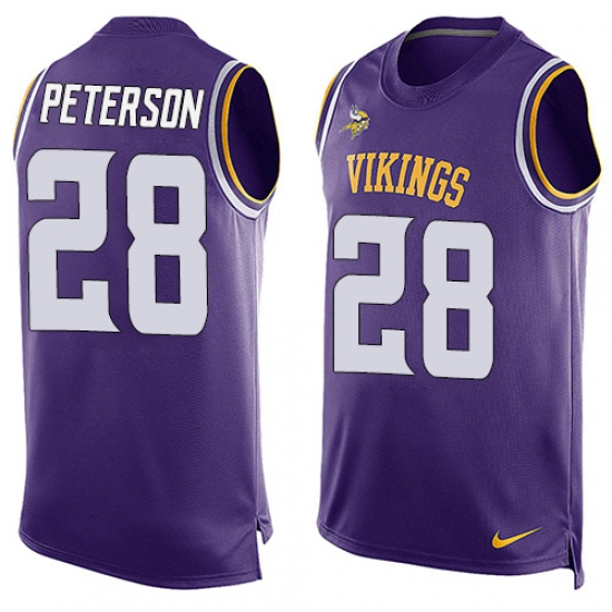 Men's Nike Minnesota Vikings 28 Adrian Peterson Limited Purple Player Name & Number Tank Top NFL Jersey
