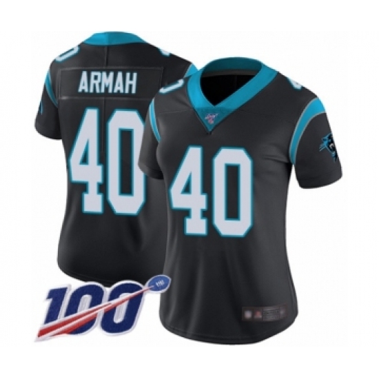 Women's Carolina Panthers 40 Alex Armah Black Team Color Vapor Untouchable Limited Player 100th Season Football Jersey