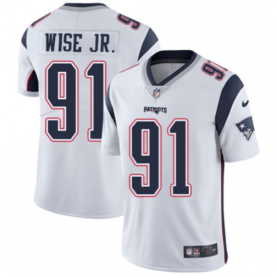 Men's Nike New England Patriots 91 Deatrich Wise Jr White Vapor Untouchable Limited Player NFL Jersey