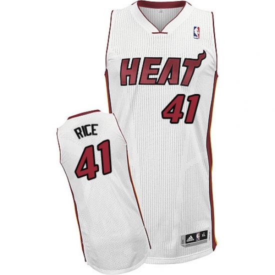 Men's Adidas Miami Heat 41 Glen Rice Authentic White Home NBA Jersey