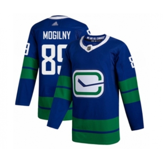 Men's Vancouver Canucks 89 Alexander Mogilny Authentic Royal Blue Alternate Hockey Jersey
