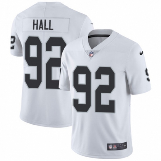 Men's Nike Oakland Raiders 92 P.J. Hall White Vapor Untouchable Limited Player NFL Jersey