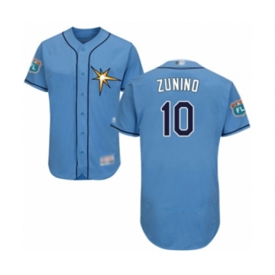 Men's Tampa Bay Rays 10 Mike Zunino Light Blue Flexbase Authentic Collection Baseball Player Jersey