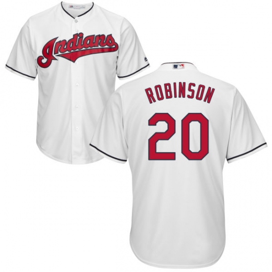 Youth Majestic Cleveland Indians 20 Eddie Robinson Replica White Home Cool Base MLB Jersey