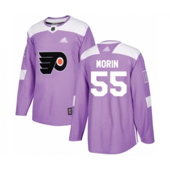 Men's Philadelphia Flyers 55 Samuel Morin Authentic Purple Fights Cancer Practice Hockey Jersey