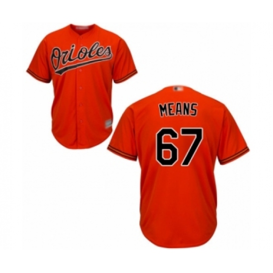 Youth Baltimore Orioles 67 John Means Authentic Orange Alternate Cool Base Baseball Jersey