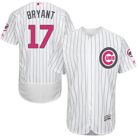 Men's Majestic Chicago Cubs 17 Kris Bryant Authentic White 2016 Mother's Day Fashion Flex Base MLB Jersey