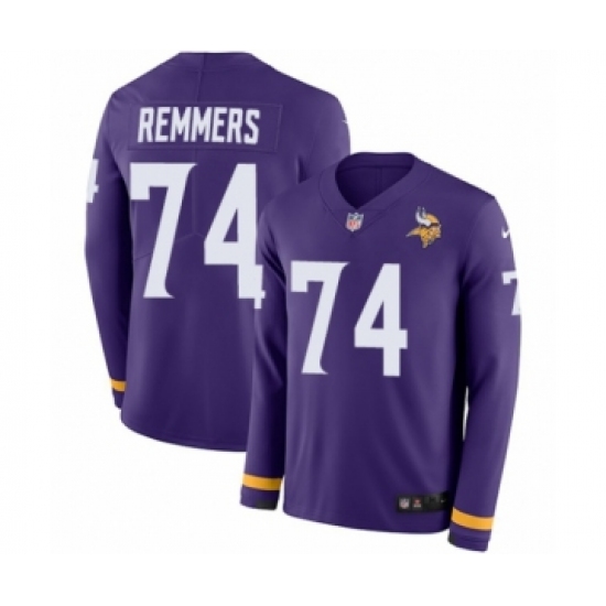 Men's Nike Minnesota Vikings 74 Mike Remmers Limited Purple Therma Long Sleeve NFL Jersey
