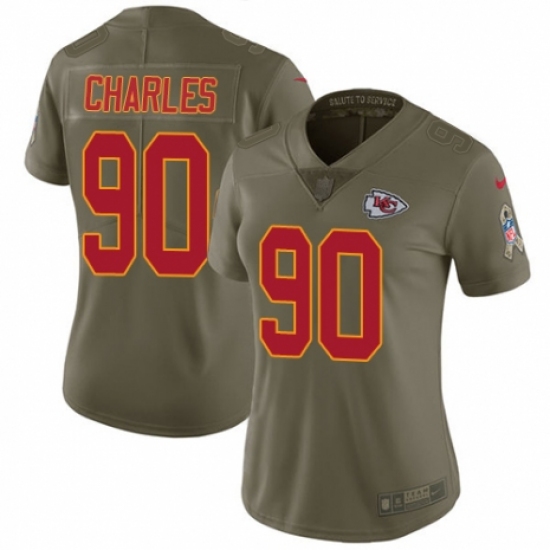 Women's Nike Kansas City Chiefs 90 Stefan Charles Limited Olive 2017 Salute to Service NFL Jersey