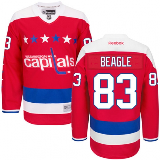 Youth Reebok Washington Capitals 83 Jay Beagle Authentic Red Third NHL Jersey