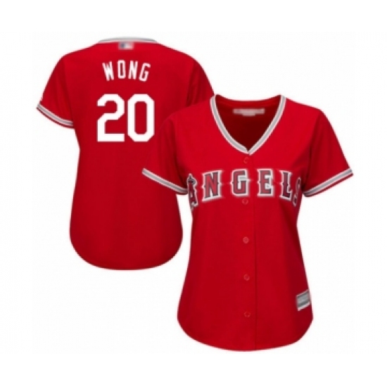 Women's Los Angeles Angels of Anaheim 20 Kean Wong Authentic Red Alternate Cool Base Baseball Player Jersey