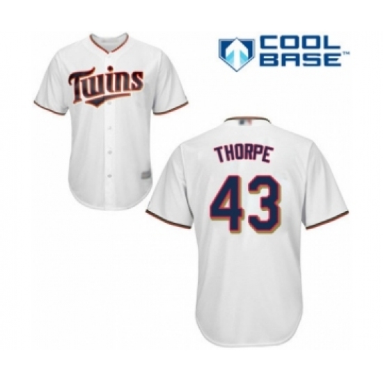 Youth Minnesota Twins 43 Lewis Thorpe Authentic White Home Cool Base Baseball Player Jersey