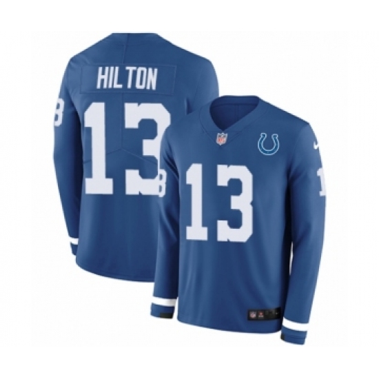 Youth Nike Indianapolis Colts 13 T.Y. Hilton Limited Blue Therma Long Sleeve NFL Jersey