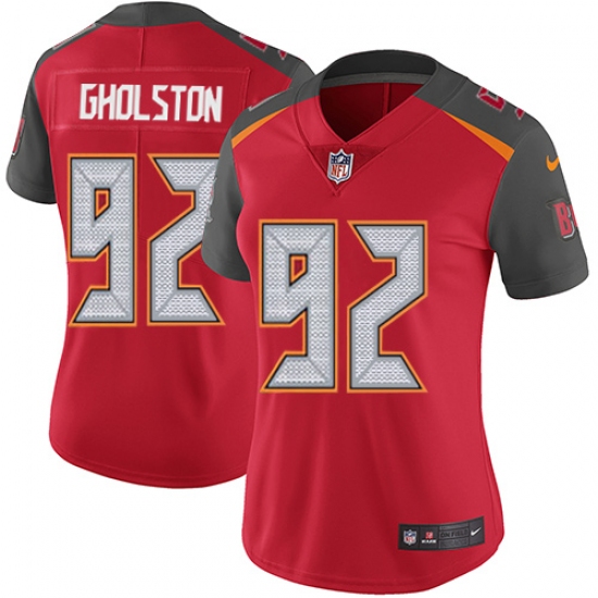Women's Nike Tampa Bay Buccaneers 92 William Gholston Red Team Color Vapor Untouchable Limited Player NFL Jersey