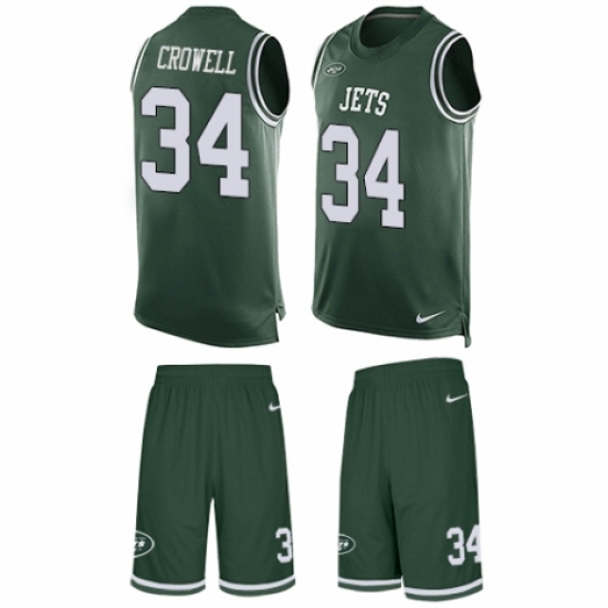 Men's Nike New York Jets 34 Isaiah Crowell Limited Green Tank Top Suit NFL Jersey