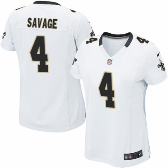 Women's Nike New Orleans Saints 4 Tom Savage Game White NFL Jersey