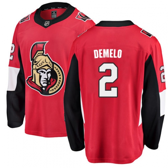 Youth Ottawa Senators 2 Dylan DeMelo Fanatics Branded Red Home Breakaway NHL Jersey