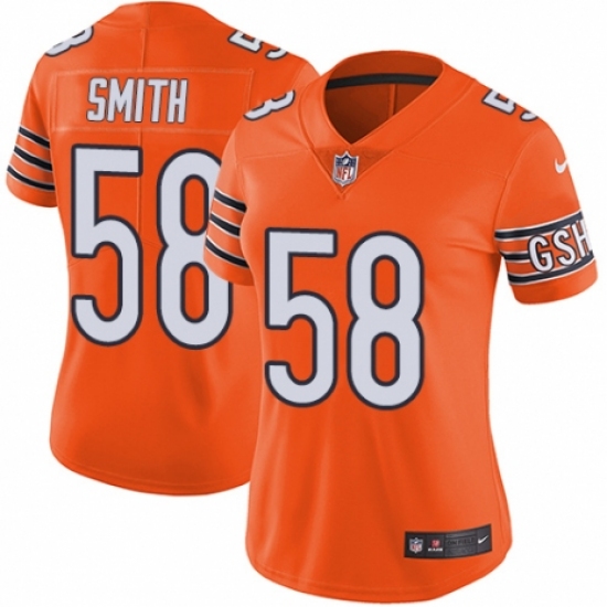 Women's Nike Chicago Bears 58 Roquan Smith Limited Orange Rush Vapor Untouchable NFL Jersey