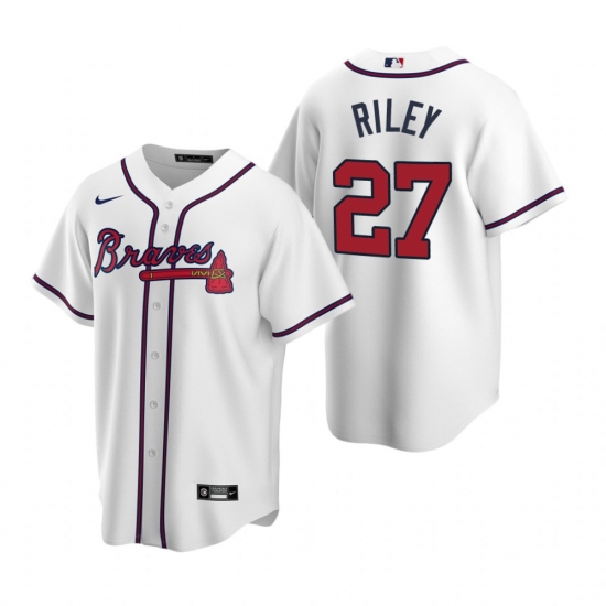 Men's Nike Atlanta Braves 27 Austin Riley White Home Stitched Baseball Jersey