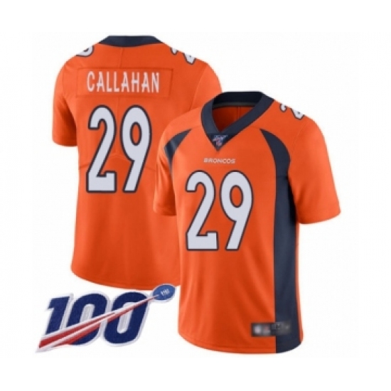 Men's Denver Broncos 29 Bryce Callahan Orange Team Color Vapor Untouchable Limited Player 100th Season Football Jersey