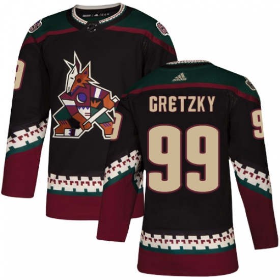 Men's Adidas Arizona Coyotes 99 Wayne Gretzky Premier Black Alternate NHL Jersey