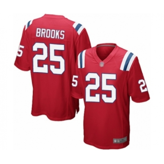 Men's New England Patriots 25 Terrence Brooks Game Red Alternate Football Jersey