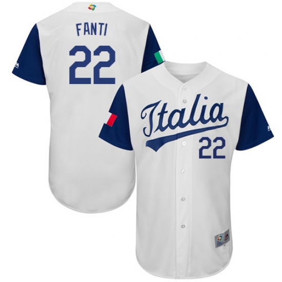 Men's Italy Baseball Majestic 22 Nick Fanti White 2017 World Baseball Classic Authentic Team Jersey