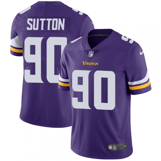 Men's Nike Minnesota Vikings 90 Will Sutton Purple Team Color Vapor Untouchable Limited Player NFL Jersey