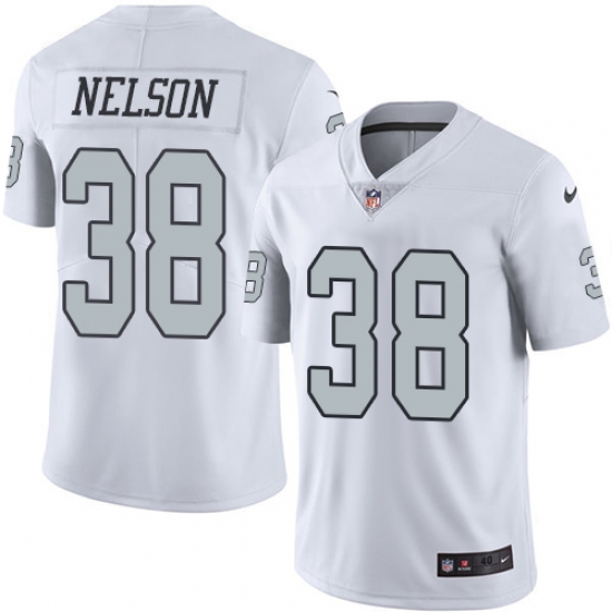 Men's Nike Oakland Raiders 38 Nick Nelson Elite White Rush Vapor Untouchable NFL Jersey