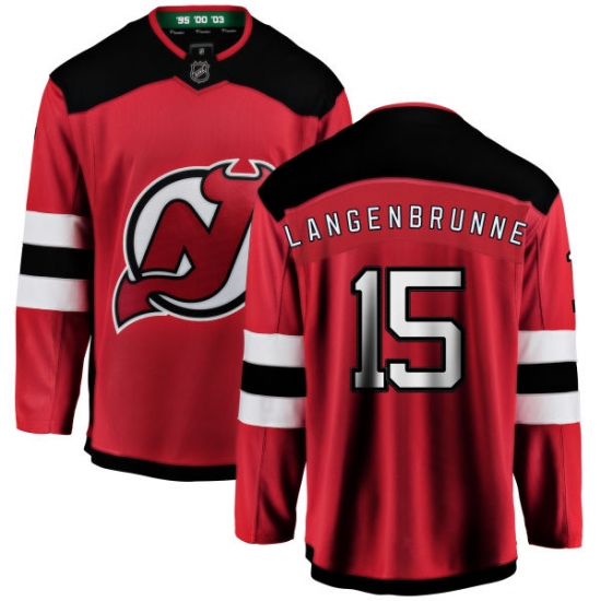 Youth New Jersey Devils 15 Jamie Langenbrunner Fanatics Branded Red Home Breakaway NHL Jersey