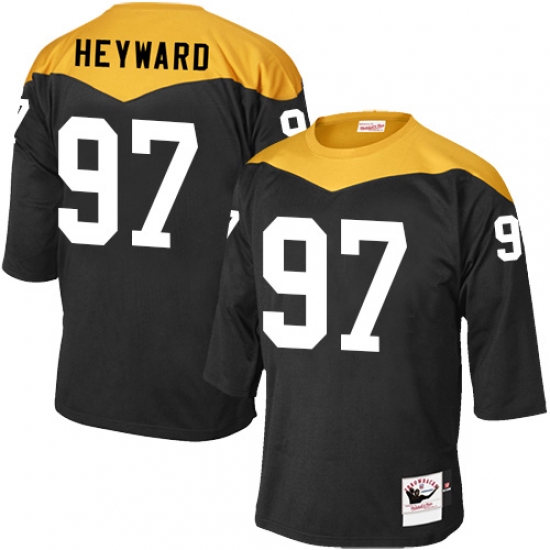 Men's Mitchell and Ness Pittsburgh Steelers 97 Cameron Heyward Elite Black 1967 Home Throwback NFL Jersey
