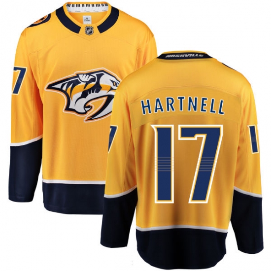 Men's Nashville Predators 17 Scott Hartnell Fanatics Branded Gold Home Breakaway NHL Jersey