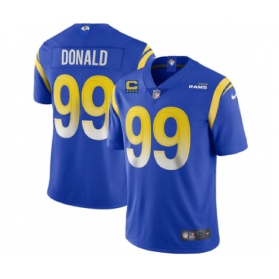 Men's Los Angeles Rams 2022 99 Aaron Donald Blue With 4-star C Patch Stitched NFL Jersey