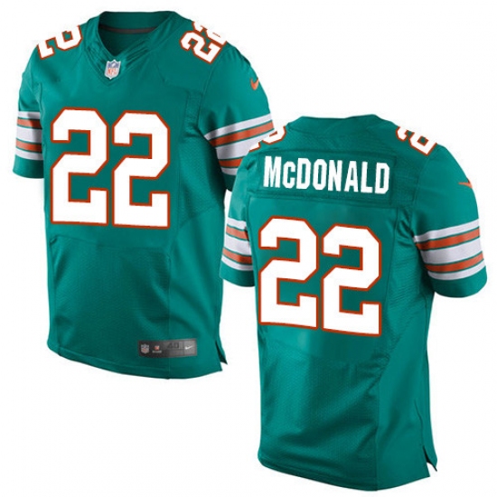 Men's Nike Miami Dolphins 22 T.J. McDonald Elite Aqua Green Alternate NFL Jersey