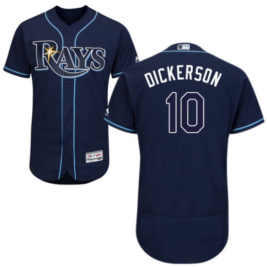 Men's Majestic Tampa Bay Rays 10 Corey Dickerson Navy Blue Alternate Flex Base Authentic Collection MLB Jersey