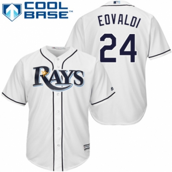 Men's Majestic Tampa Bay Rays 24 Nathan Eovaldi Replica White Home Cool Base MLB Jersey