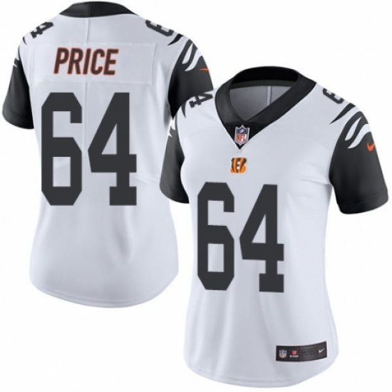 Women's Nike Cincinnati Bengals 64 Billy Price Limited White Rush Vapor Untouchable NFL Jersey