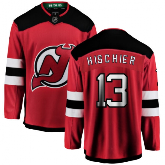 Youth New Jersey Devils 13 Nico Hischier Fanatics Branded Red Home Breakaway NHL Jersey