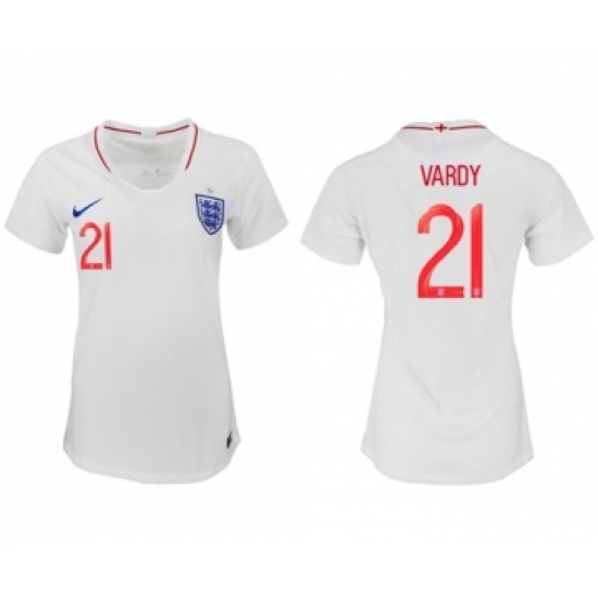 Women's England 21 Vardy Home Soccer Country Jersey