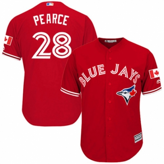 Men's Majestic Toronto Blue Jays 28 Steve Pearce Replica Scarlet Alternate Cool Base MLB Jersey