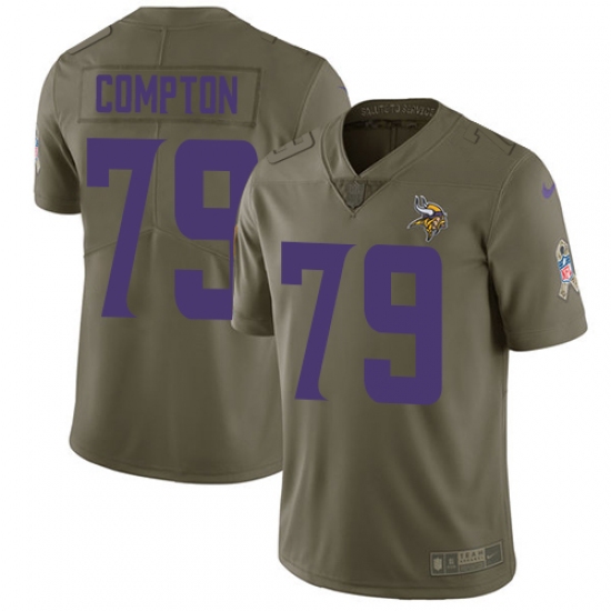 Youth Nike Minnesota Vikings 79 Tom Compton Limited Olive 2017 Salute to Service NFL Jersey