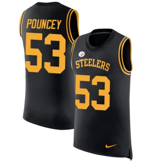Men's Nike Pittsburgh Steelers 53 Maurkice Pouncey Limited Black Rush Player Name & Number Tank Top NFL Jersey