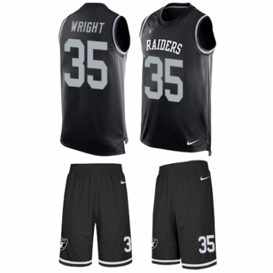 Men's Nike Oakland Raiders 35 Shareece Wright Limited Black Tank Top Suit NFL Jersey