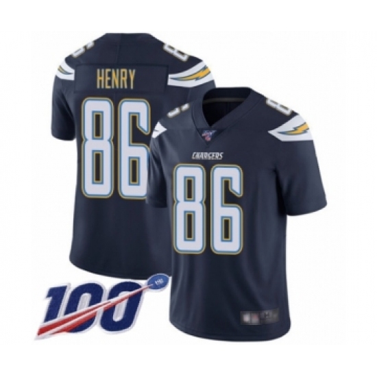 Men's Los Angeles Chargers 86 Hunter Henry Navy Blue Team Color Vapor Untouchable Limited Player 100th Season Football Jersey