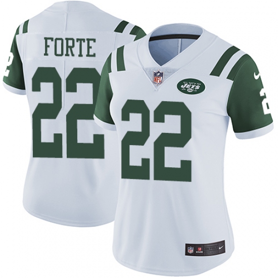 Women's Nike New York Jets 22 Matt Forte Elite White NFL Jersey