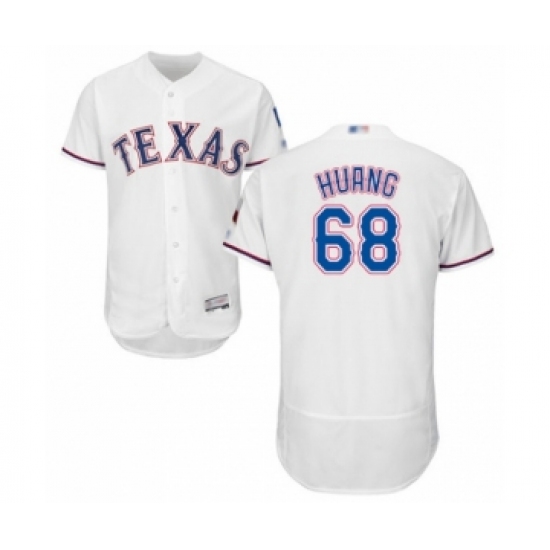 Men's Texas Rangers 68 Wei-Chieh Huang White Home Flex Base Authentic Collection Baseball Player Jersey