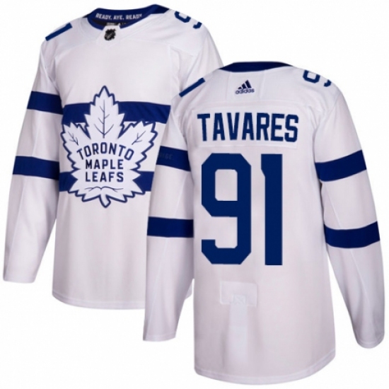 Men's Adidas Toronto Maple Leafs 91 John Tavares Authentic White 2018 Stadium Series NHL Jersey